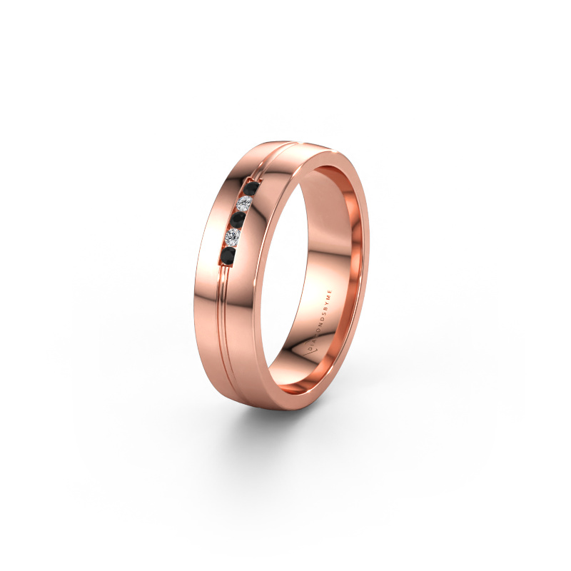 Immagine di Fede nuziale WH0132L25B 585 oro rosa ±5 x 2 mm Diamante nero