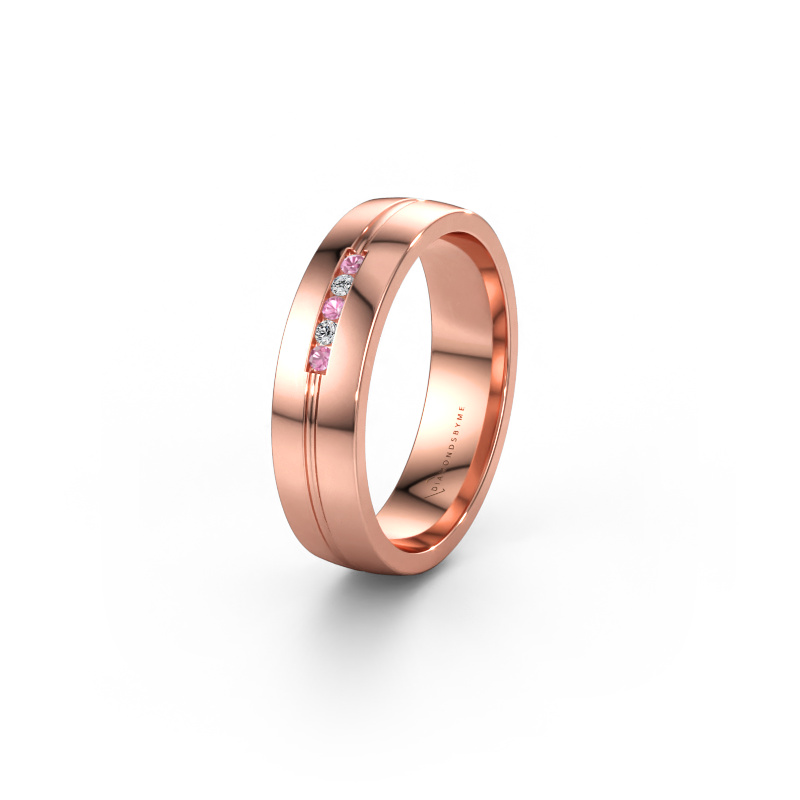 Bild av Vigselring WH0132L25B 585 roséguld ±5 x 2 mm Rosa safir
