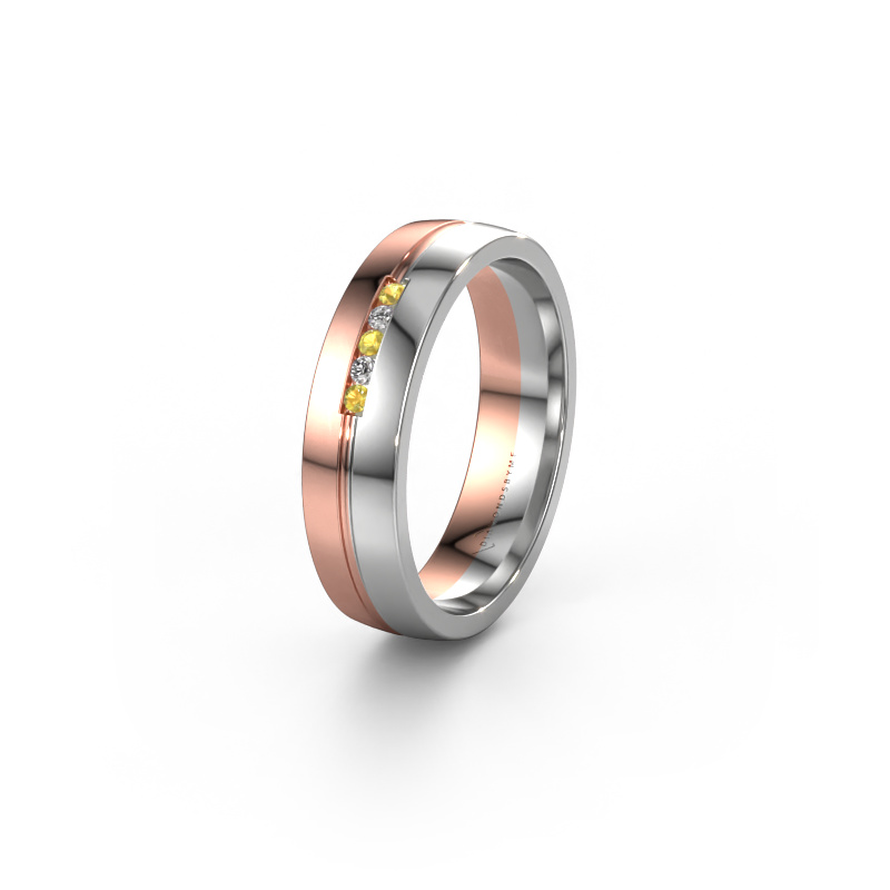 Image of Wedding ring WH0132L25B 585 rose gold ±0.20x0.08 in Yellow sapphire