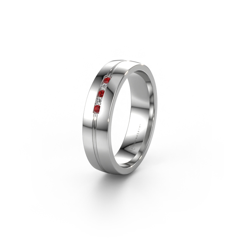 Image of Wedding ring WH0132L25B 585 white gold ±0.20x0.08 in Ruby