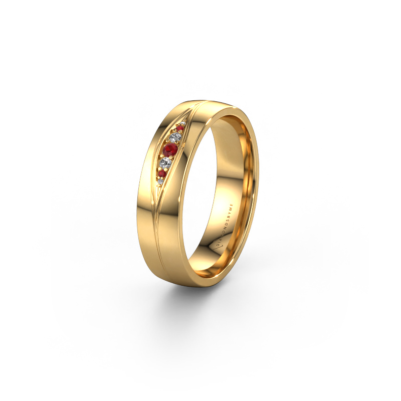Image of Wedding ring WH0133L25AP 585 gold ±5x1.7 mm Ruby