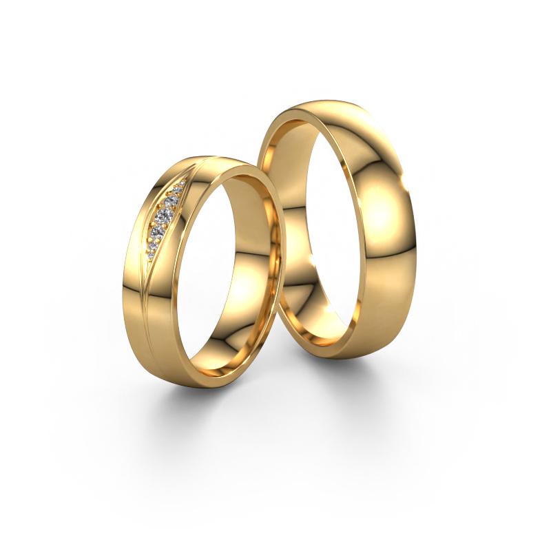 Bild von Trauringe set WH0133LM25AP ±5x1.7 mm 14 Karat Gold Diamant 0.018 crt