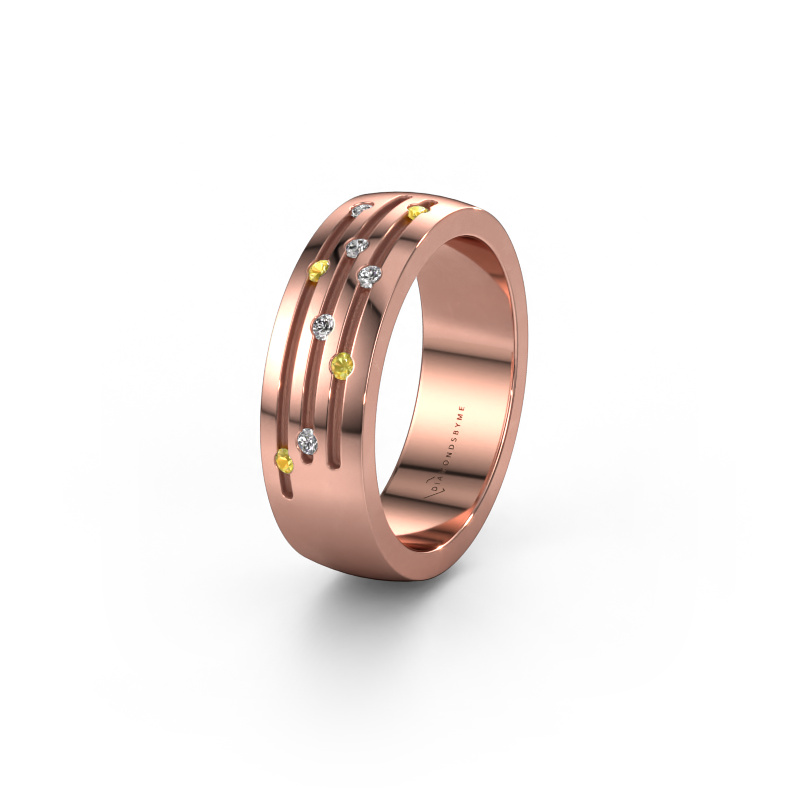 Image of Wedding ring WH0134L26B 585 rose gold ±0.24x0.08 in Yellow sapphire
