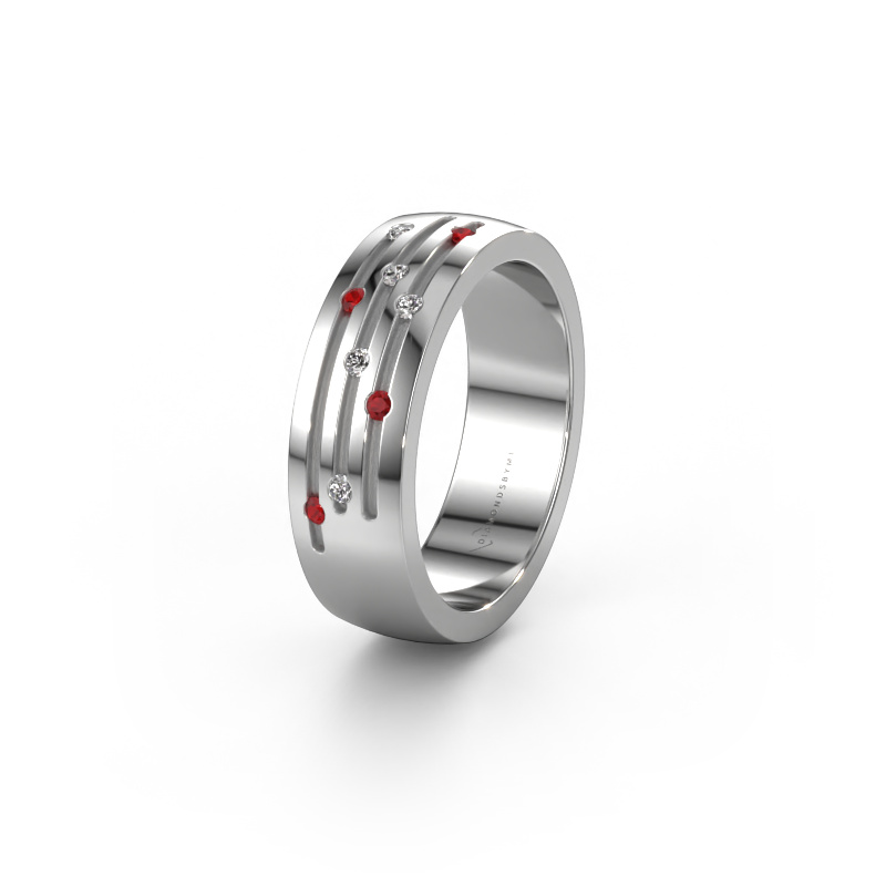 Image of Wedding ring WH0134L26B 585 white gold ±6x2 mm Ruby