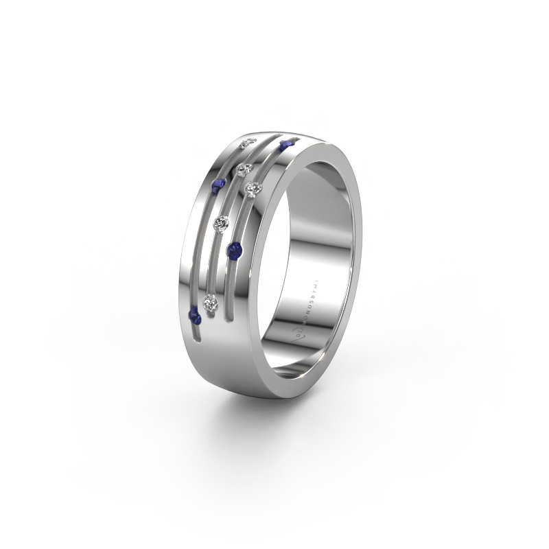 Afbeelding van Trouwring WH0134L26B 950 platina ±6x2 mm Saffier