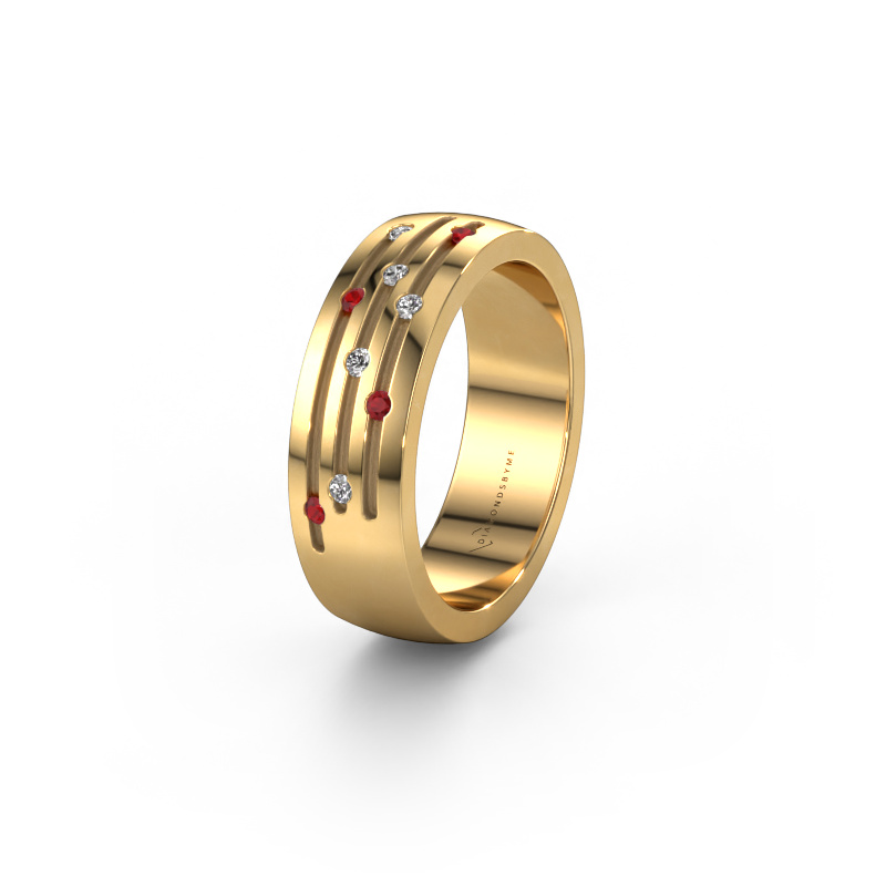 Afbeelding van Trouwring WH0134L26B 585 goud ±6x2 mm Robijn