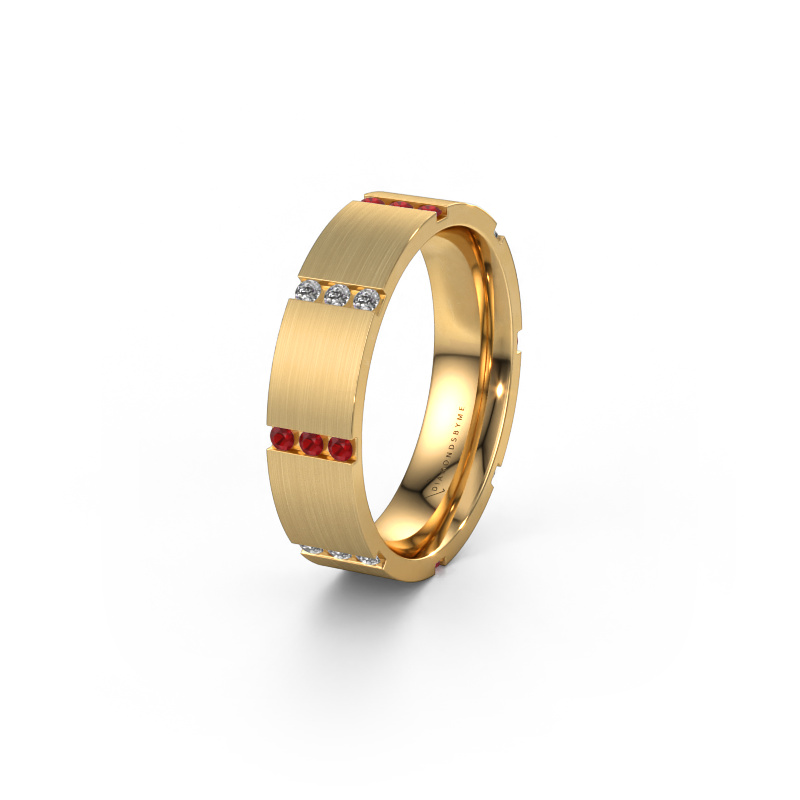 Image of Wedding ring WH0135L15BM 585 gold ±0.20x0.08 in Ruby