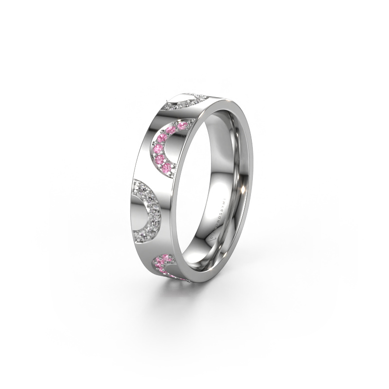 Image of Wedding ring WH0136L15BP 950 platinum ±0.20x0.08 in Pink sapphire