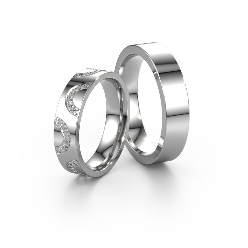 Bild von Eheringe set WH0136LM15BP ±5x2 mm 14 Karat Weißgold Diamant 0.007 crt