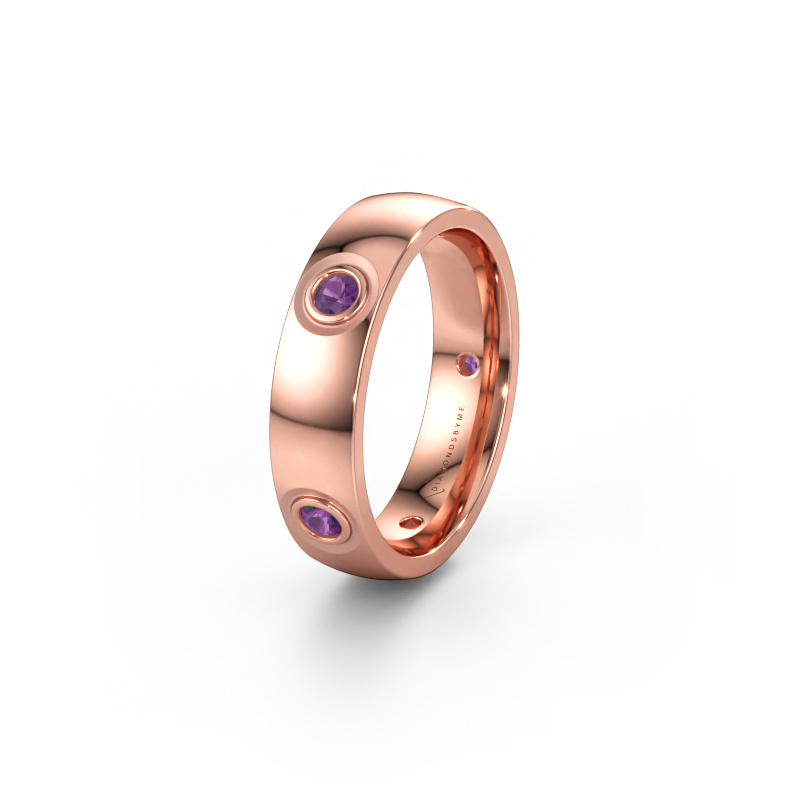 Bild av Vigselring WH0139L25BP 585 roséguld ±5 x 2 mm Ametist
