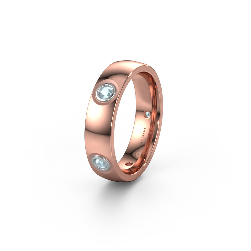 Image of Wedding ring WH0139L25BP 585 rose gold ±5x2 mm Aquamarine