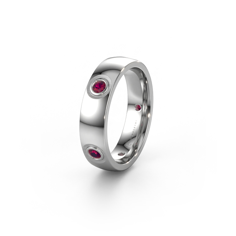 Image of Wedding ring WH0139L25BP 585 white gold ±0.20x0.08 in Rhodolite