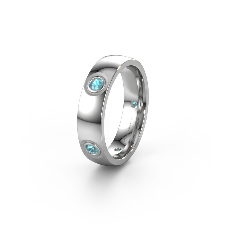 Image of Wedding ring WH0139L25BP 950 platinum ±0.20x0.08 in Blue topaz