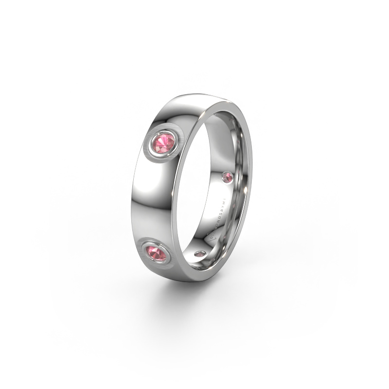 Bild von Trauring WH0139L25BP 585 Weißgold ±5x2 mm Turmalin rosa