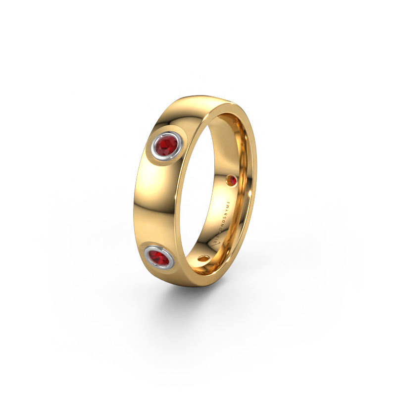 Image of Wedding ring WH0139L25BP 585 gold ±0.20x0.08 in Ruby