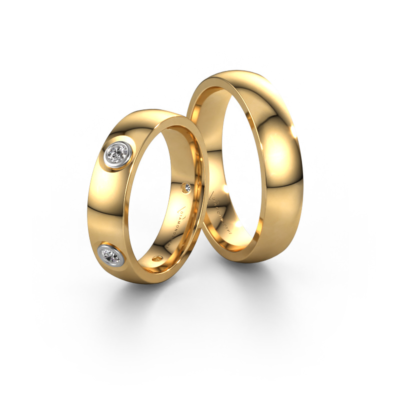 Image of Wedding rings set WH0139LM25BP ±0.20x0.08 in 14 Carat gold Diamond 0.06 crt
