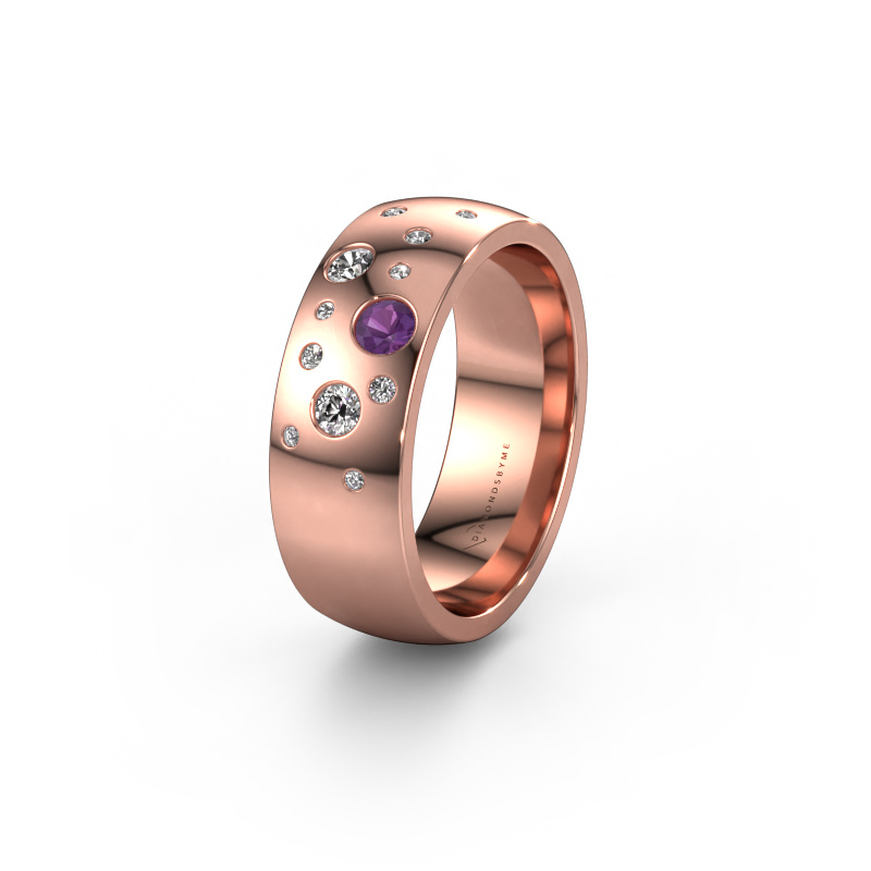 Image of Wedding ring WH0141L26BP 585 rose gold ±7x2 mm Amethyst
