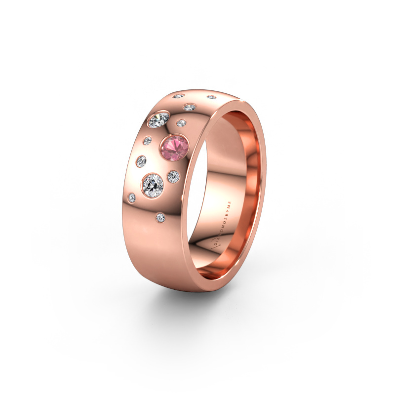 Immagine di Fede nuziale WH0141L26BP 585 oro rosa ±7 x 2 mm Tormalina rosa