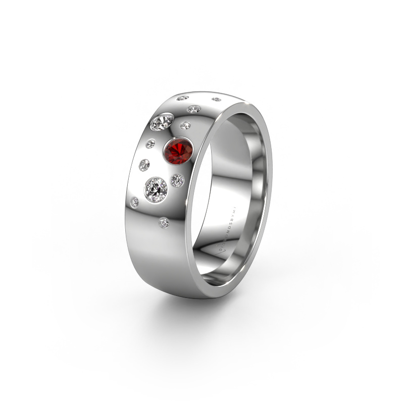 Image of Wedding ring WH0141L26BP 585 white gold ±0.28x0.08 in Garnet