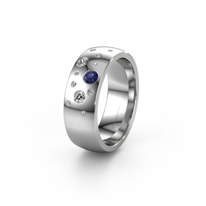 Image of Wedding ring WH0141L26BP 585 white gold ±7x2 mm Sapphire