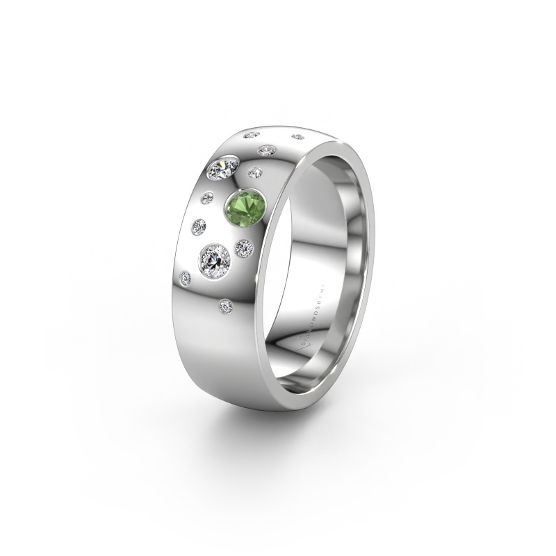 Immagine di Fede nuziale WH0141L26BP 585 oro bianco ±7 x 2 mm Tormalina verde