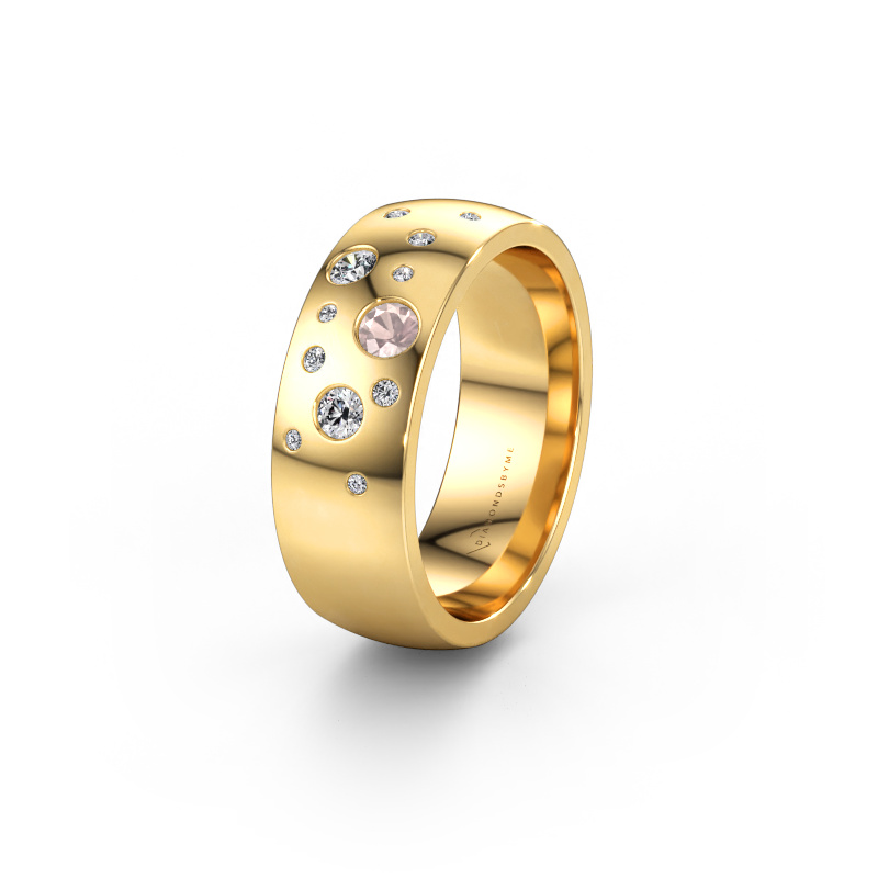 Bild av Vigselring WH0141L26BP 585 gult guld ±7 x 2 mm Champagnefärgad morganit