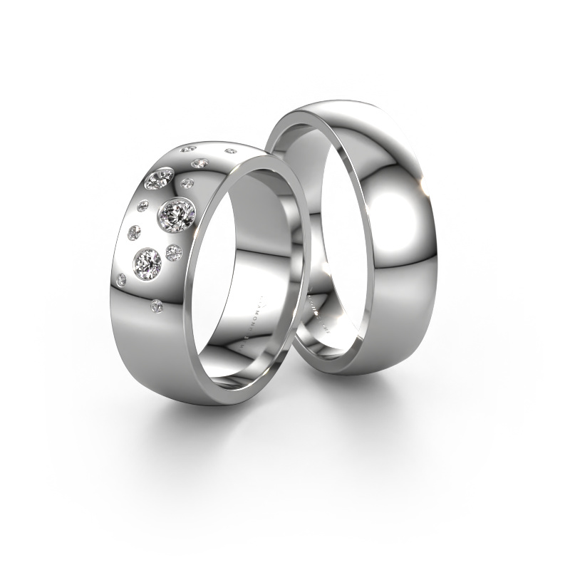 Image of Wedding rings set WH0141LM26BP ±0.24x0.08 in 14 Carat white gold Diamond 0.10 crt