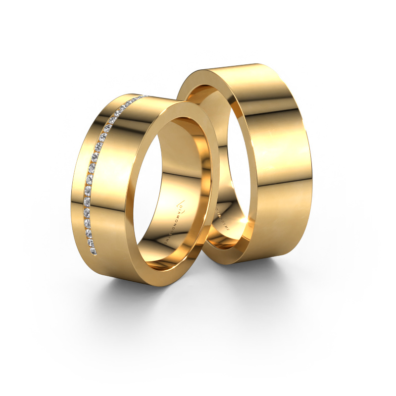 Bild von Eheringe set WH0143LM17BP ±7x2 mm 14 Karat Gold Diamant 0.008 crt