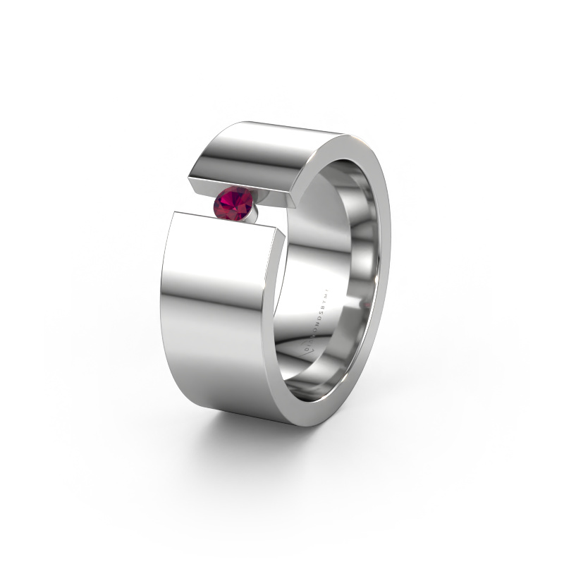 Image of Wedding ring WH0146L18BP 585 white gold ±8x2 mm Rhodolite