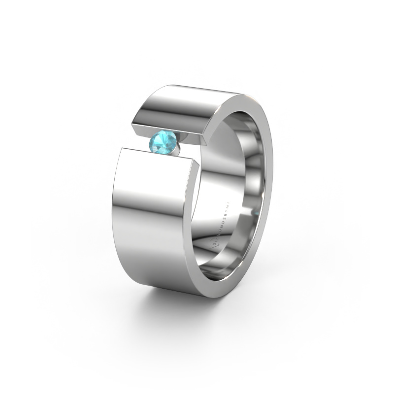 Image of Wedding ring WH0146L18BP 950 platinum ±8x2 mm Blue topaz