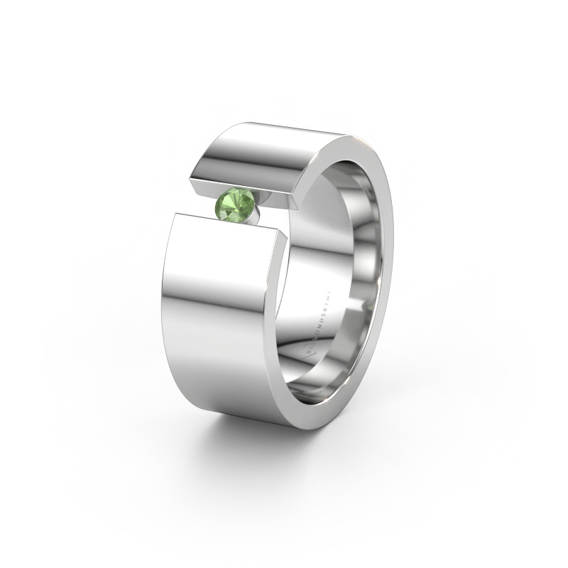 Immagine di Fede nuziale WH0146L18BP 585 oro bianco ±8 x 2 mm Tormalina verde