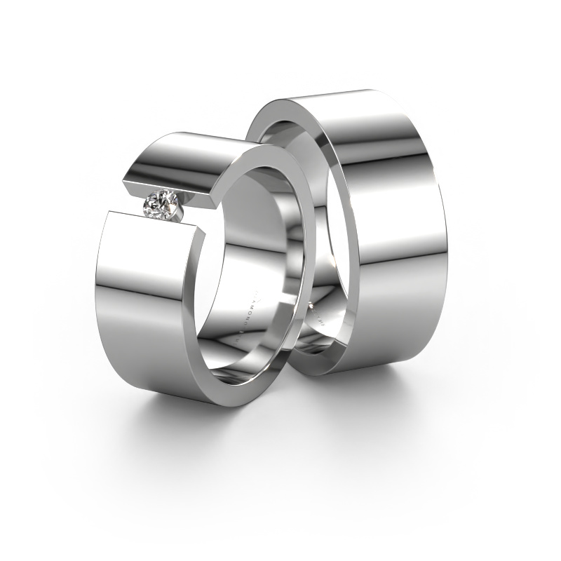 Bild von Eheringe set WH0146LM18BP ±8x2 mm 14 Karat Weißgold Diamant 0.10 crt