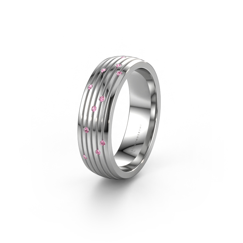 Image of Wedding ring WH0150L26A 950 platinum ±0.24x0.07 in Pink sapphire