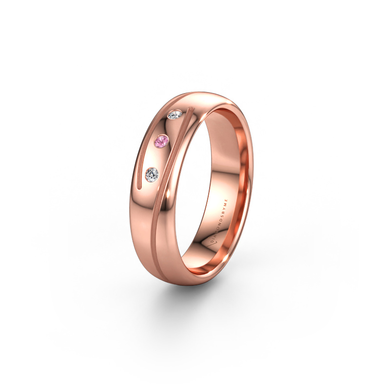 Bild av Vigselring WH0152L25A 585 roséguld ±5 x 1,7 mm Rosa safir