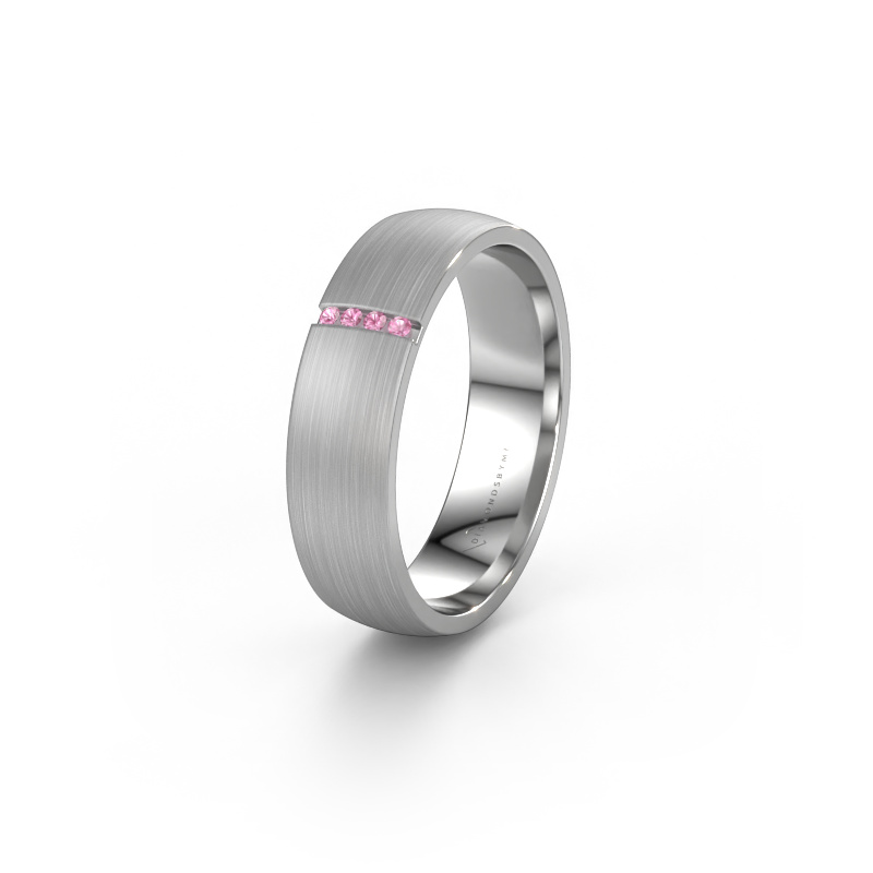 Bild von Ehering WH0154L25XM 585 Weißgold ±5x1.4 mm Pink Saphir