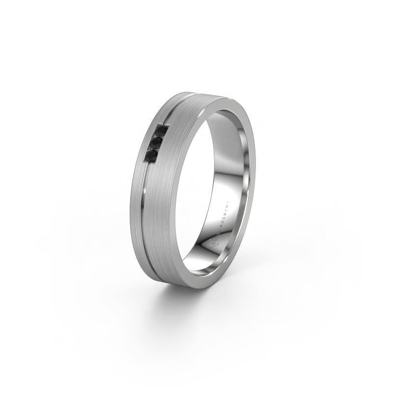 Afbeelding van Trouwring WH0156L14X 585 witgoud ±4,5x1.4 mm Zwarte diamant