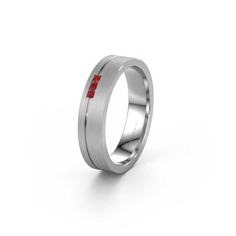 Image of Wedding ring WH0156L14X 950 platinum ±0.18x0.05 in Ruby