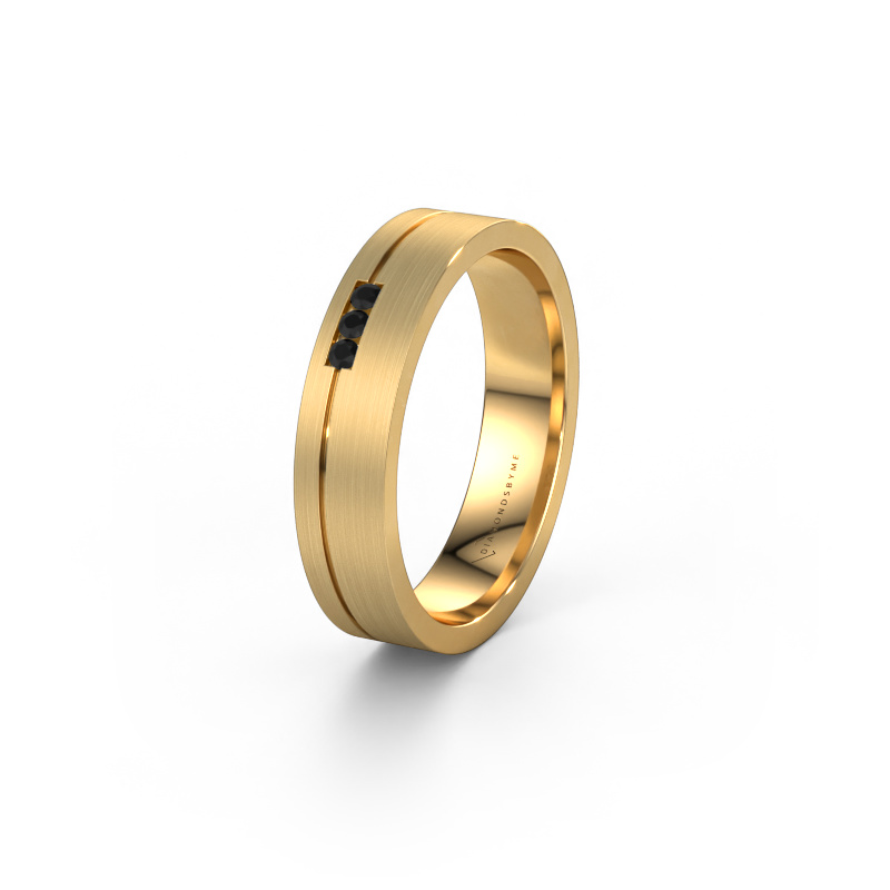 Image of Wedding ring WH0156L14X 585 gold ±0.18x0.05 in Black diamond