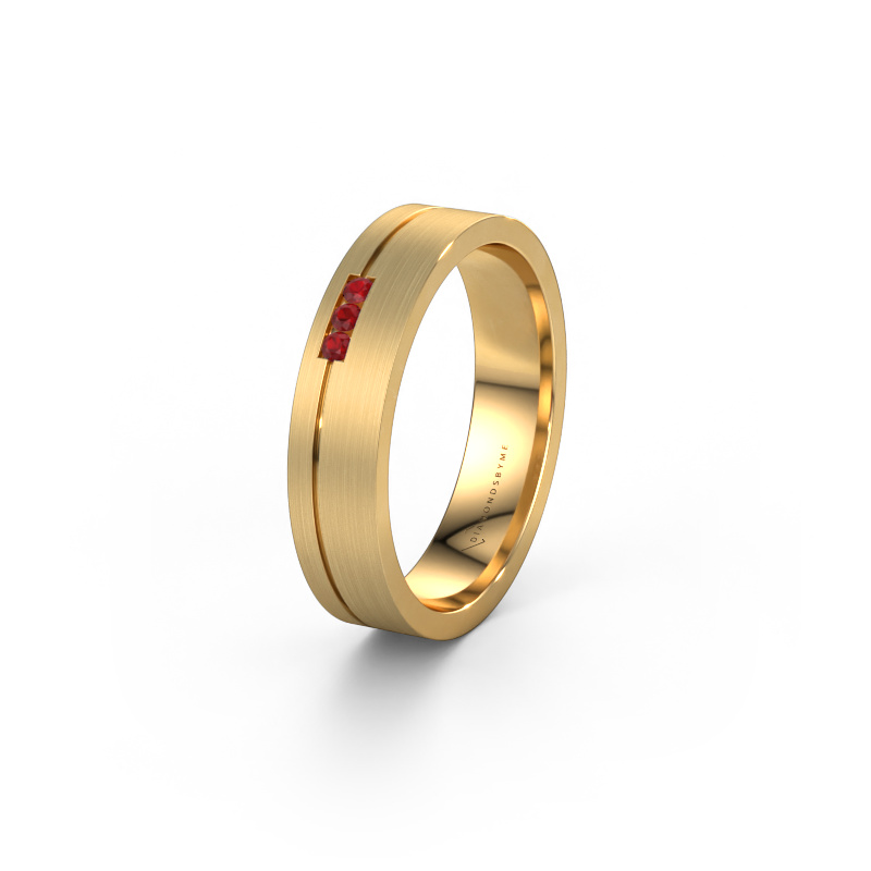 Image of Wedding ring WH0156L14X 585 gold ±0.18x0.05 in Ruby
