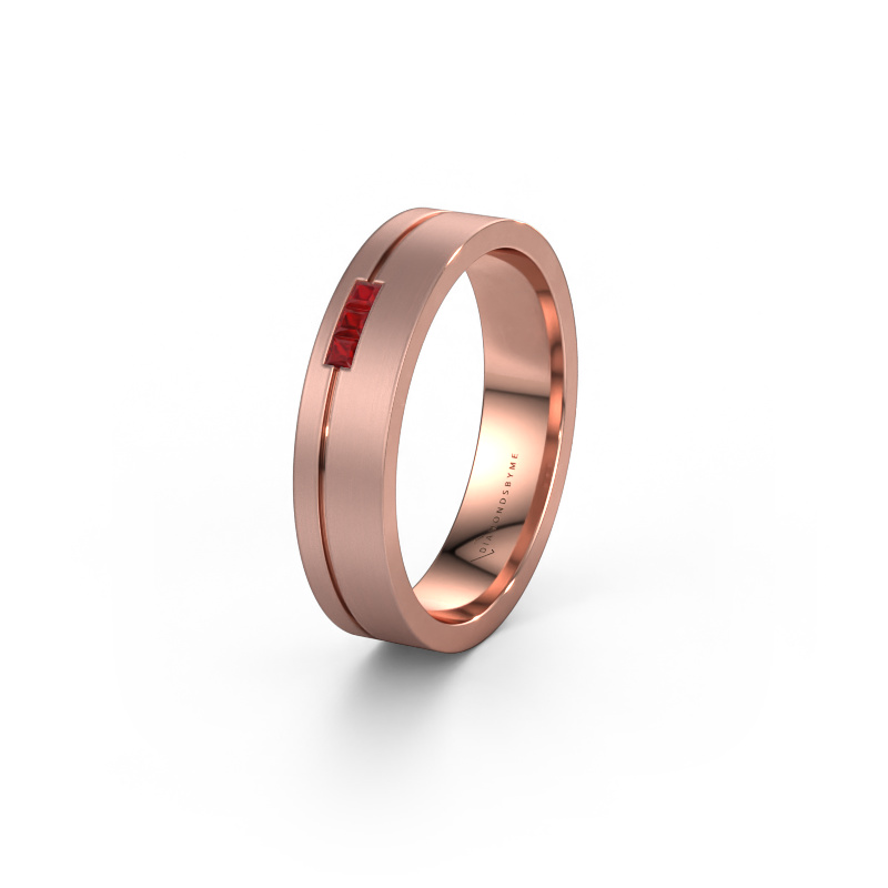 Image of Wedding ring WH0158L14X 585 rose gold ±0.18x0.05 in Ruby
