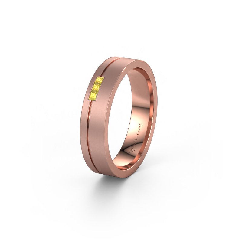 Image of Wedding ring WH0158L14X 585 rose gold ±0.18x0.05 in Yellow sapphire