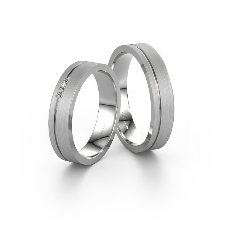 Image of Wedding rings set WH0158LM14X ±0.18x0.06 in 14 Carat white gold Diamond 0.02 crt