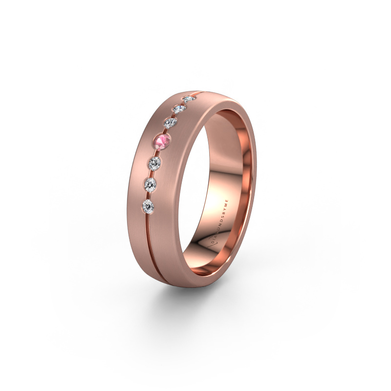 Image of Wedding ring WH0162L25A 585 rose gold ±5,5x1.7 mm Tourmaline pink