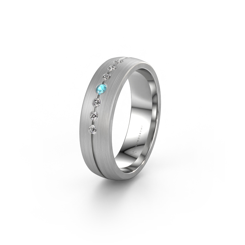 Image of Wedding ring WH0162L25A 950 platinum ±0.22x0.07 in Blue topaz