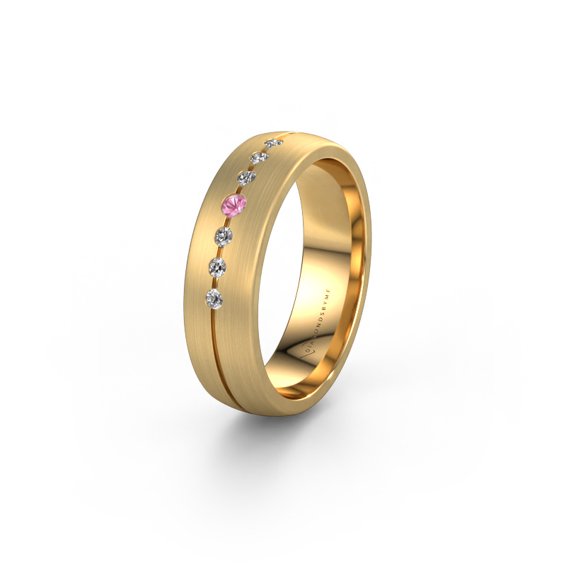 Image of Wedding ring WH0162L25A 585 gold ±5,5x1.7 mm Pink sapphire