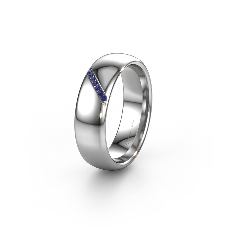 Image of Wedding ring WH0164L36B 585 white gold ±6x2 mm Sapphire