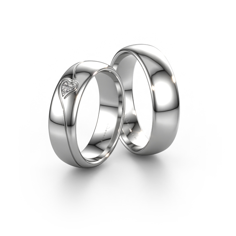 Image of Wedding rings set WH0168LM36AP ±0.24x0.07 in 14 Carat white gold Diamond 0.008 crt