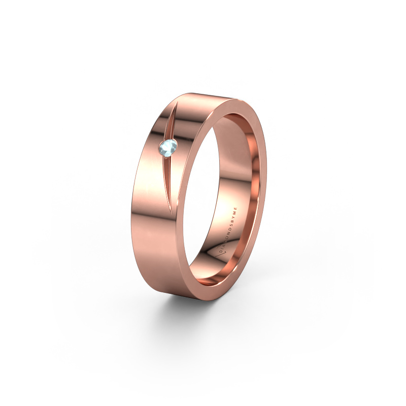 Image of Wedding ring WH0170L15A 585 rose gold ±0.20x0.07 in Aquamarine