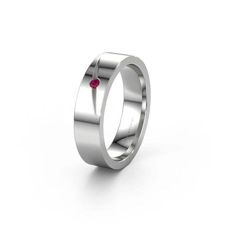Image of Wedding ring WH0170L15A 950 platinum ±0.20x0.07 in Rhodolite
