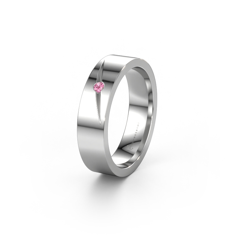 Image of Wedding ring WH0170L15A 950 platinum ±5x1.7 mm Pink sapphire